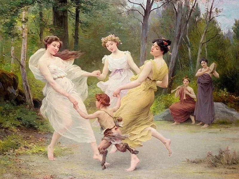 1851-Jules Scalbert - Le tre grazie che danzano con un fauno
